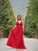 Tulle Sleeveless Applique A-Line/Princess V-neck Floor-Length Dresses