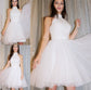 A-Line/Princess Tulle Beading Sleeveless Halter Short/Mini Homecoming Dresses
