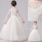 Bowknot Scoop A-Line/Princess 3/4 Floor-Length Sleeves Lace Flower Girl Dresses