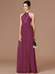 Halter Floor-Length A-Line/Princess Lace Sleeveless Chiffon Bridesmaid Dresses