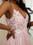 Applique Sleeveless A-Line/Princess Tulle V-neck Sweep/Brush Train Dresses