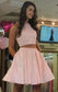 Two Pieces Beaded Fashion Sexy Short Satin Cute New Style Homecoming Dress JS441
