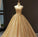 Ball Gown Prom Dress with Pockets Beads Sequins Floor-Length Gold Quinceanera Dresses