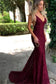 Amazing Lace Maroon V Neck Spaghetti Strap Long Lace Burgundy Prom Dresses JS578
