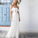 A-Line White Sweetheart Strapless Lace Long Beach Open Back Wedding Dresses JS268