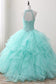 Ball Gown Long Green Sleeveless Open Back Lace up Beads High Neck Prom Dresses JS422