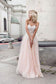 A Line Sweetheart Tulle Pink Prom Dresses with Appliques Beach Wedding Dresses JS970